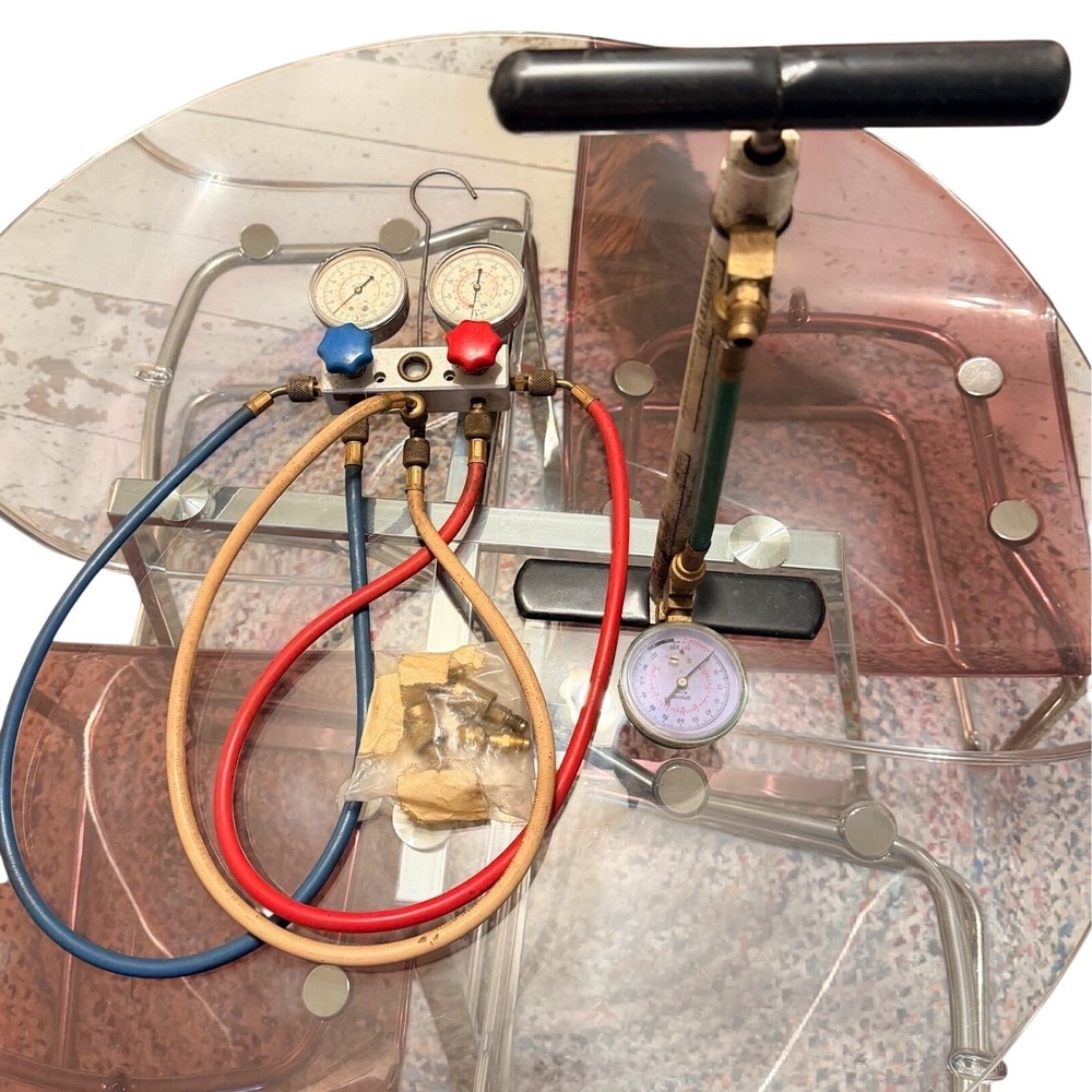 Imperial AC Manifold Gauge Set & Spooter 134 Refrigerant Recovery Pump Kit